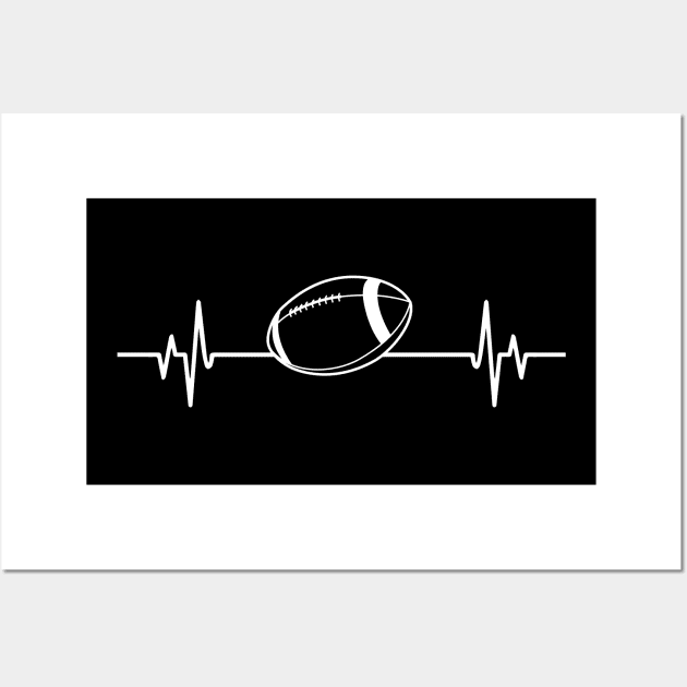 American Football heartbeat - Cool Funny American Football Lover Gift Wall Art by DnB